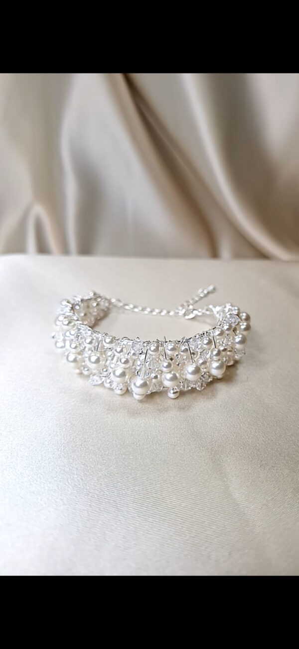 ARW061 Zoe Pearl & Crystal Cuff Bracelet - Image 2